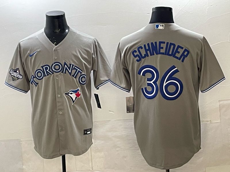 Men 2025 Nike Toronto Blue Jays #36 Schneider Grey Game MLB Jersey 02->toronto blue jays->MLB Jersey